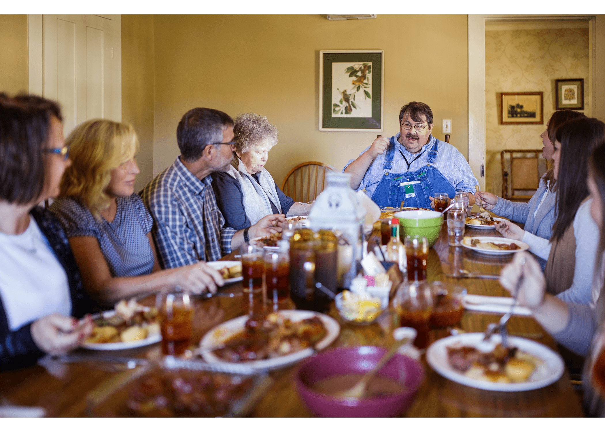 A group of people dining at Miss Mary Bobo's