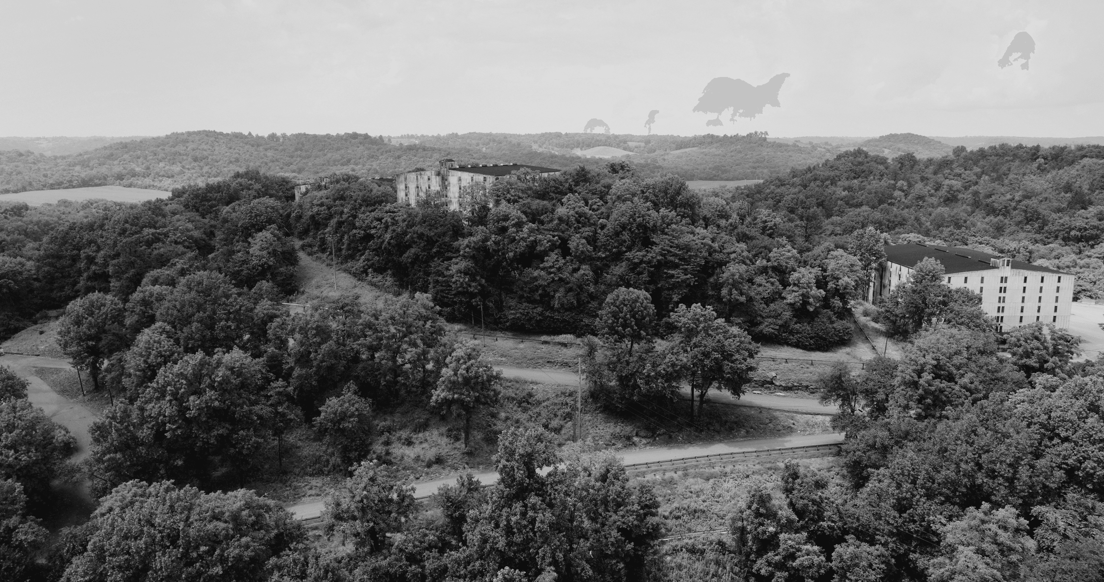 Drone shot of Jack Daniel's Distillery
