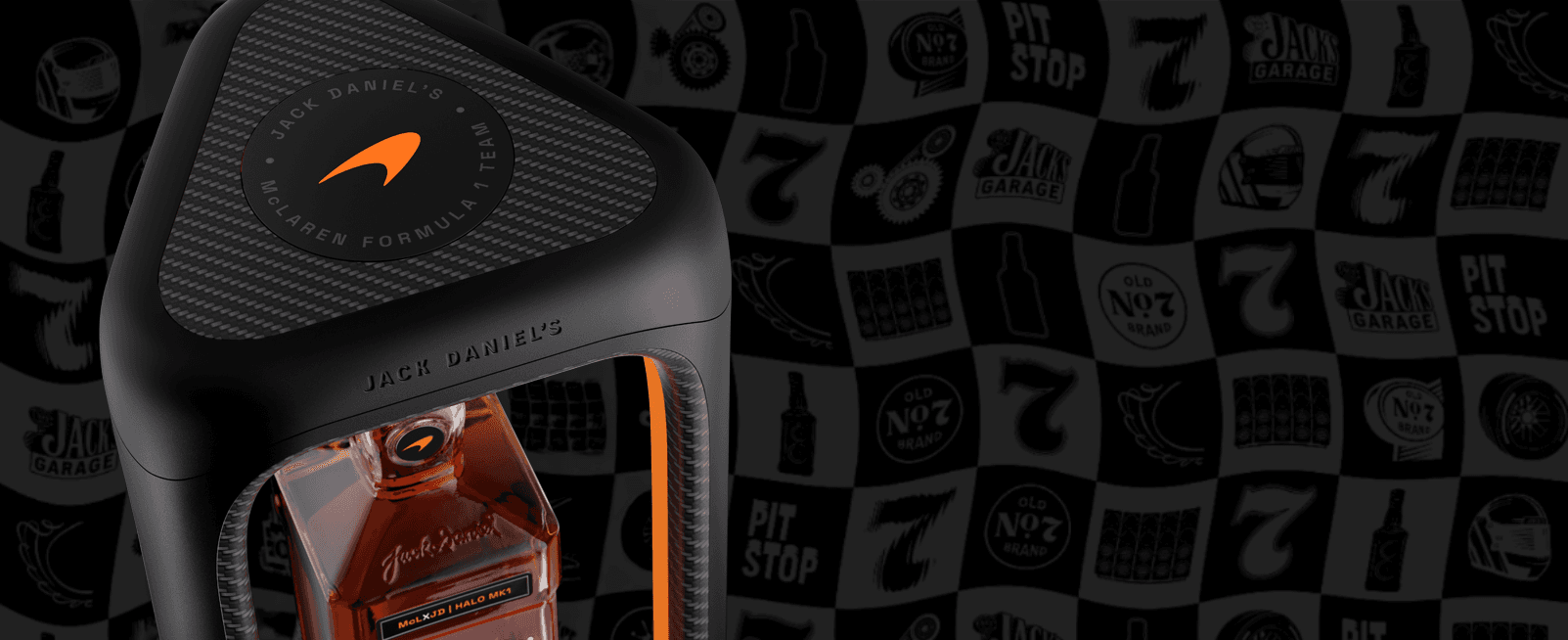 Top view of Jack Daniel's x McLaren Halo MK1 Tennessee Whiskey