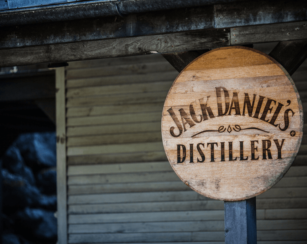Picture of a sign in front of the jack daniel distillery